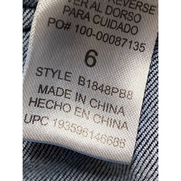 Democracy Ab Solution Distressed Jean Women Sz 6 Crop Raw Hem Dark Wash Stretch - Picture 9 of 14